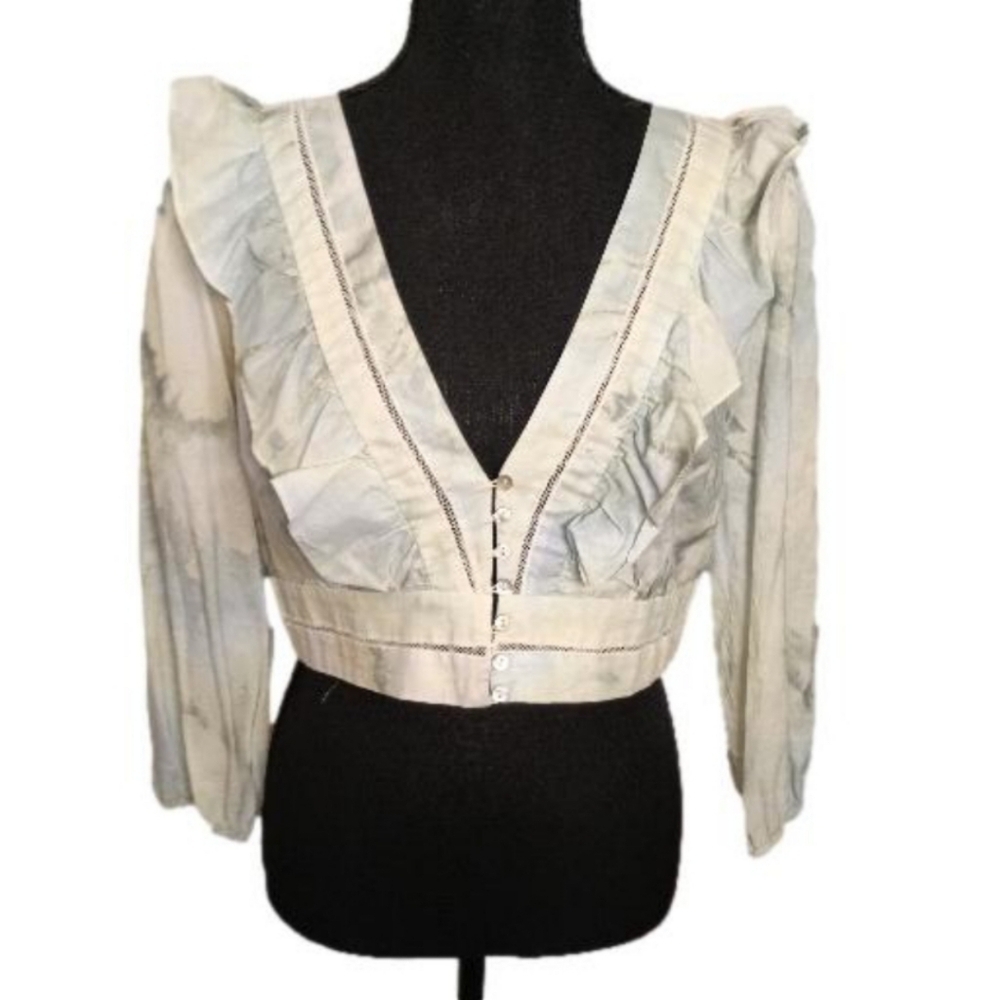 Zara Cream Ruffle Crop Top